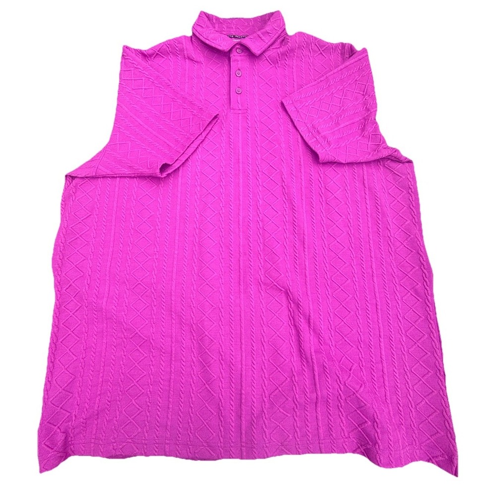 Shaquille O'Neal 2XLT Short‎ Sleeve Polo Shirt Fuchsia Purple Textured